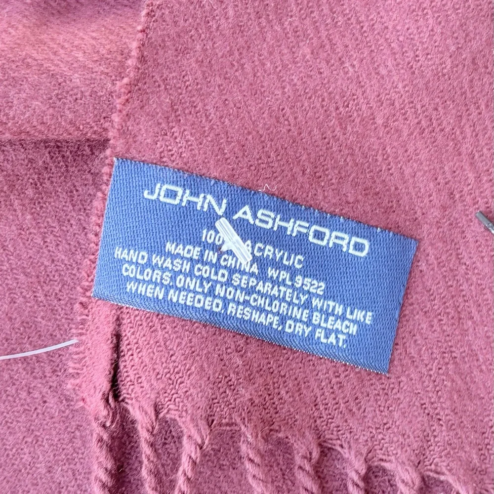 John Ashford Mauve Very Soft Long Scarf with Fringes, Size: 66”L x 14”W